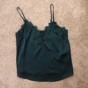 Emerald Green Satin and Lace Tank Top Abercrombie & Fitch Size Medium